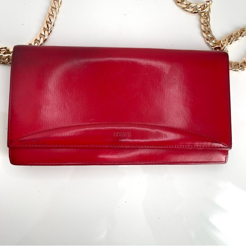Loewe Red Leather Chain Wallet